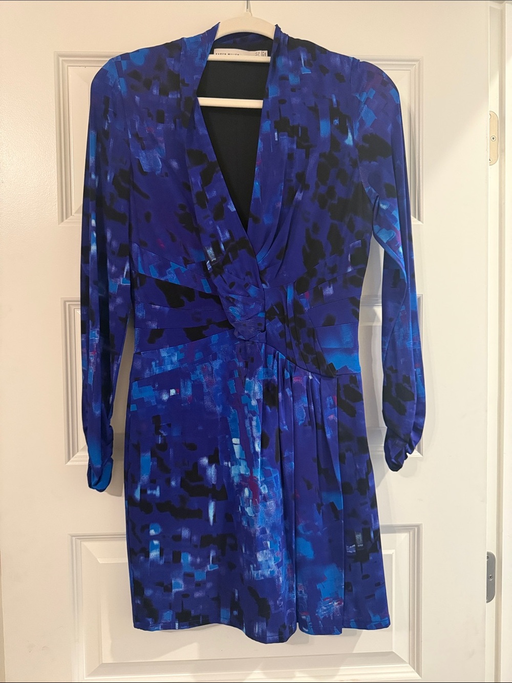 Karen Millen Royal Blue and Black Long Sleeve Wrap Dress